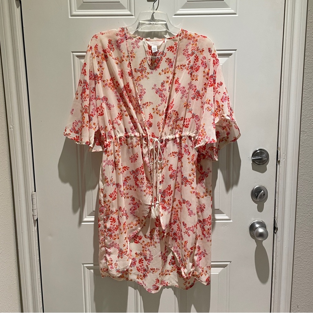 LC Lauren Conrad - One Size - Floral Kimono Front Tie Cardigan Pink Red Blue